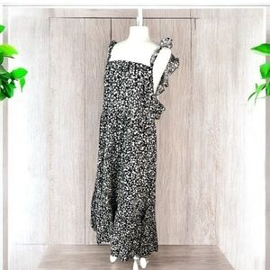 Rixo for Target Womens Black White Ruffle Strap Midi Dress size 28W